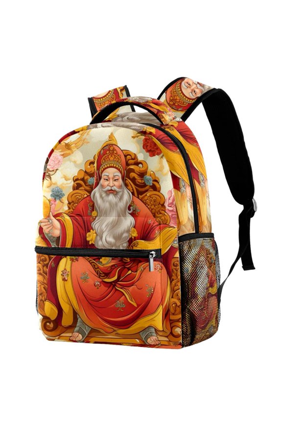 Lightweight Backpack Chinese God of Wealth School Bag Travel Laptop Daypack for Men Women Casual Rucksack