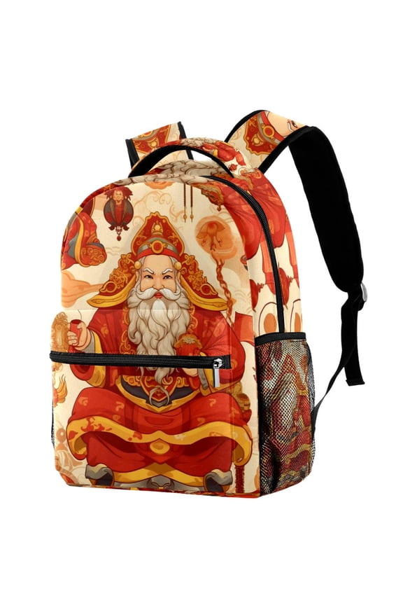 Lightweight Backpack Chinese God of Wealth School Bag Travel Laptop Daypack for Men Women Casual Rucksack