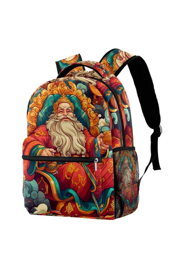Lightweight Backpack Chinese God of Wealth School Bag Travel Laptop Daypack for Men Women Casual Rucksack