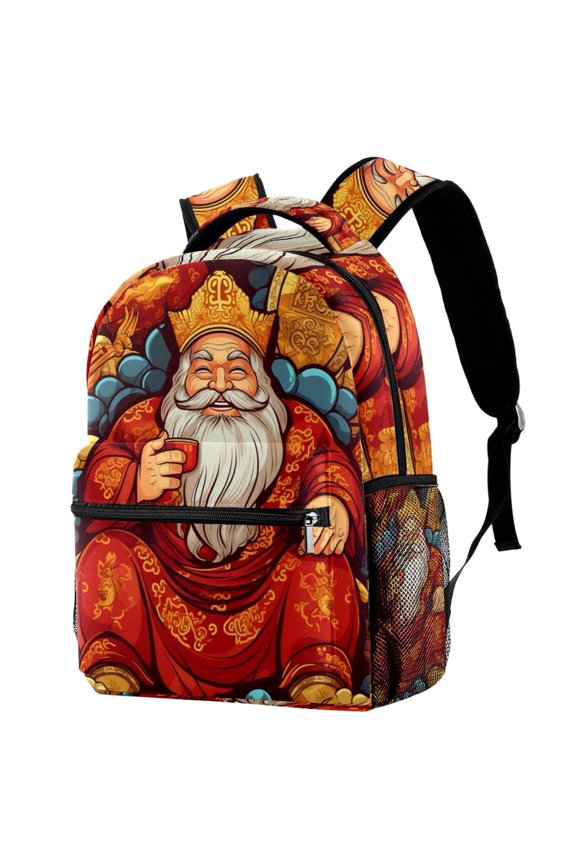 Lightweight Backpack Chinese God of Wealth School Bag Travel Laptop Daypack for Men Women Casual Rucksack