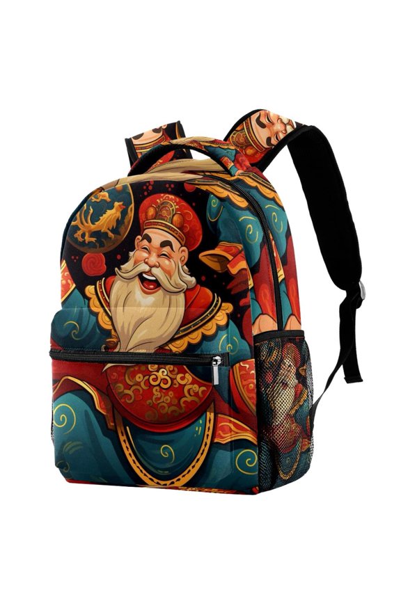 Lightweight Backpack Chinese God of Wealth School Bag Travel Laptop Daypack for Men Women Casual Rucksack