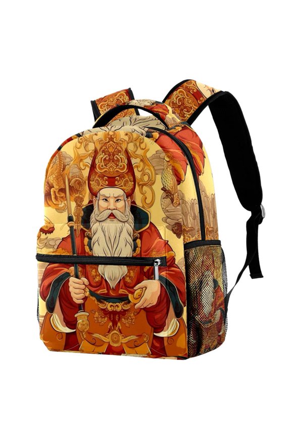 Lightweight Backpack Chinese God of Wealth School Bag Travel Laptop Daypack for Men Women Casual Rucksack