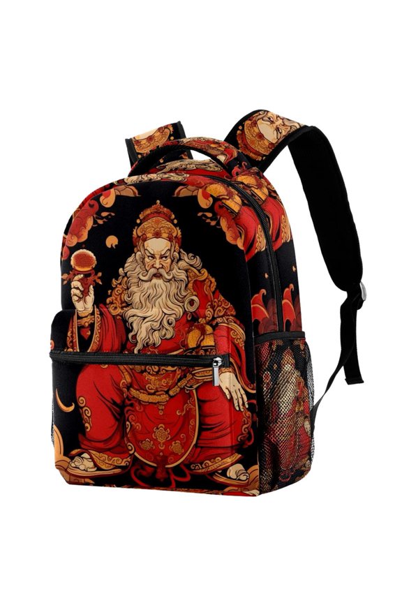Lightweight Backpack Chinese God of Wealth School Bag Travel Laptop Daypack for Men Women Casual Rucksack