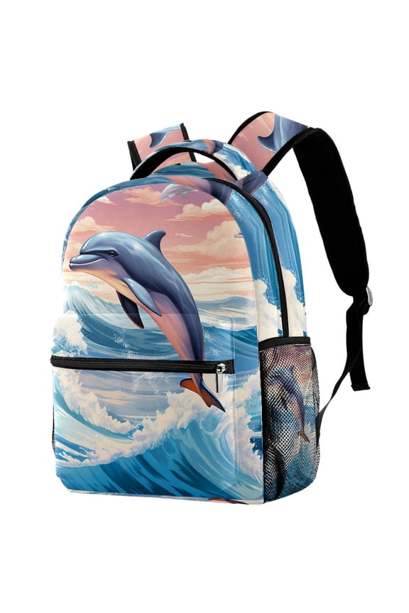 Lightweight Backpack Dolphin School Bag Travel Laptop Daypack for Men Women Casual Rucksack