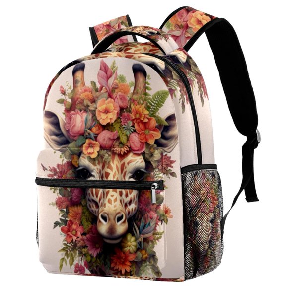 Lightweight Backpack Flower Deer School Bag Travel Laptop Daypack for Men Women Casual Rucksack