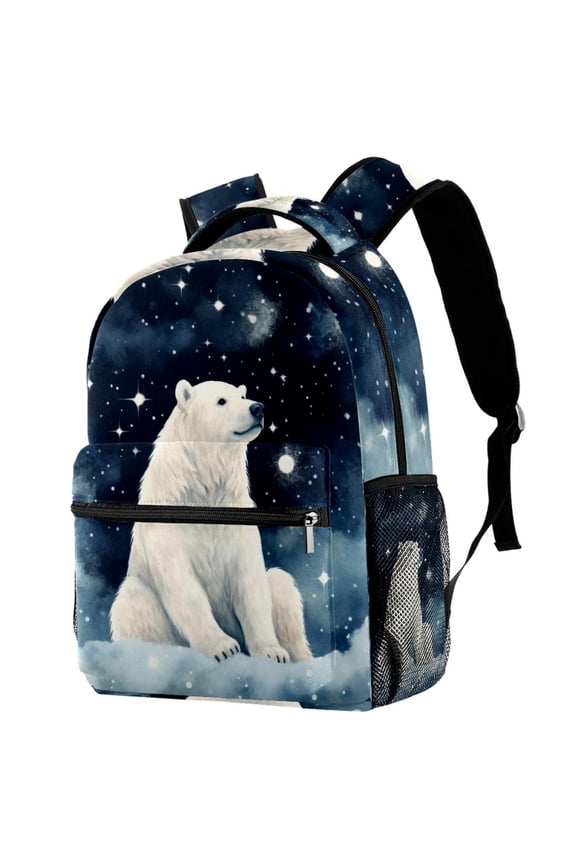 Lightweight Backpack Galaxy Polar Bear School Bag Travel Laptop Daypack for Men Women Casual Rucksack
