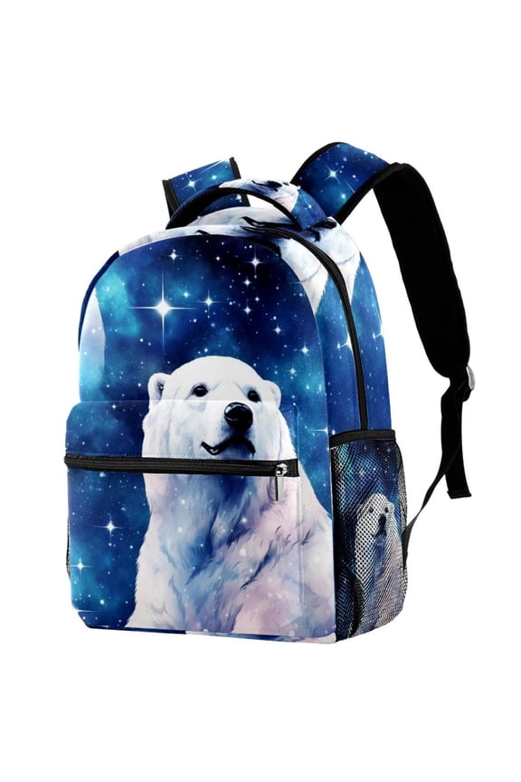 Lightweight Backpack Galaxy Polar Bear School Bag Travel Laptop Daypack for Men Women Casual Rucksack