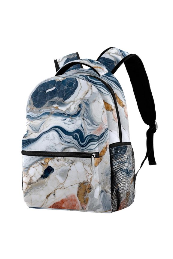 Lightweight Backpack Marble Texture School Bag Travel Laptop Daypack for Men Women Casual Rucksack