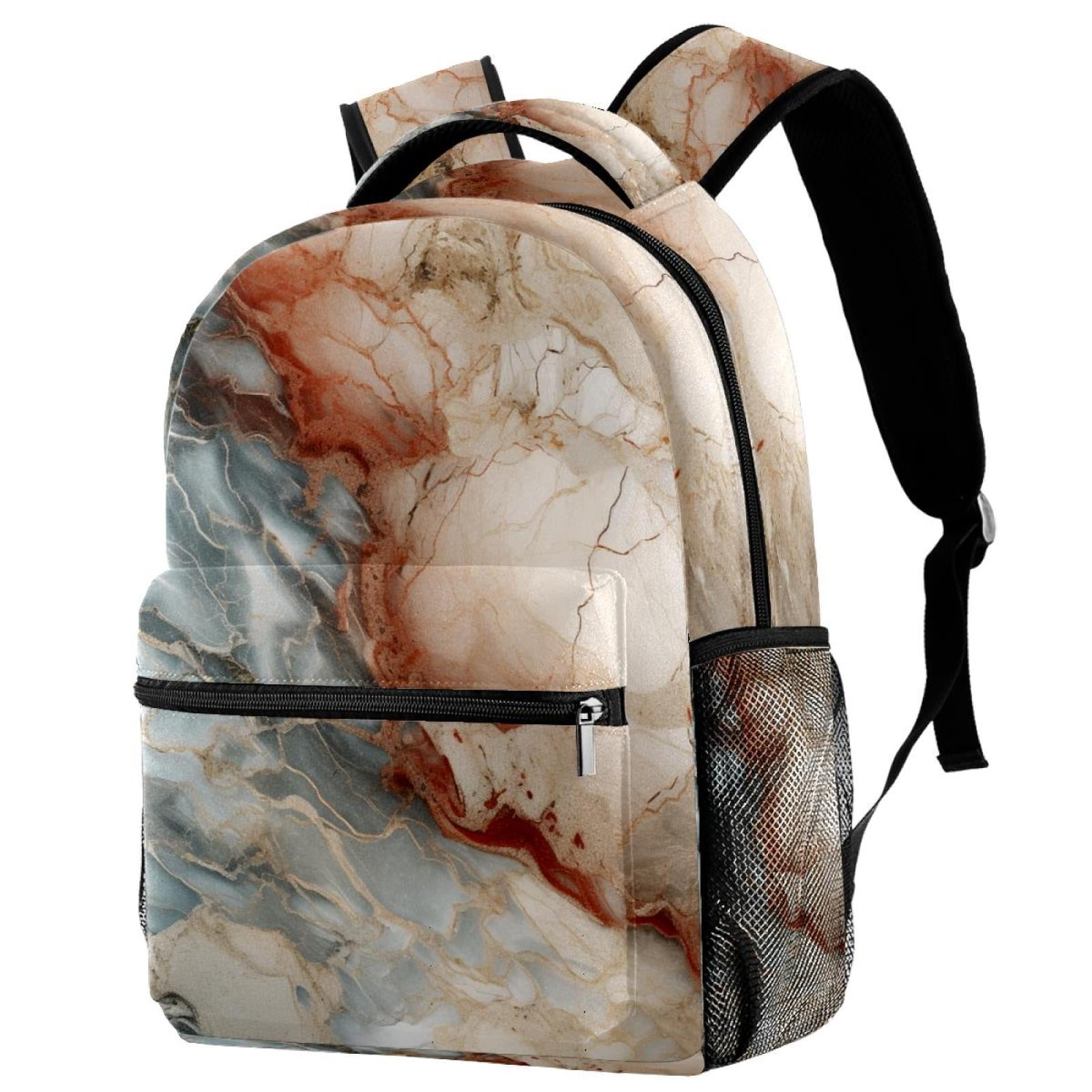 Lightweight Backpack Marble Texture School Bag Travel Laptop Daypack ...