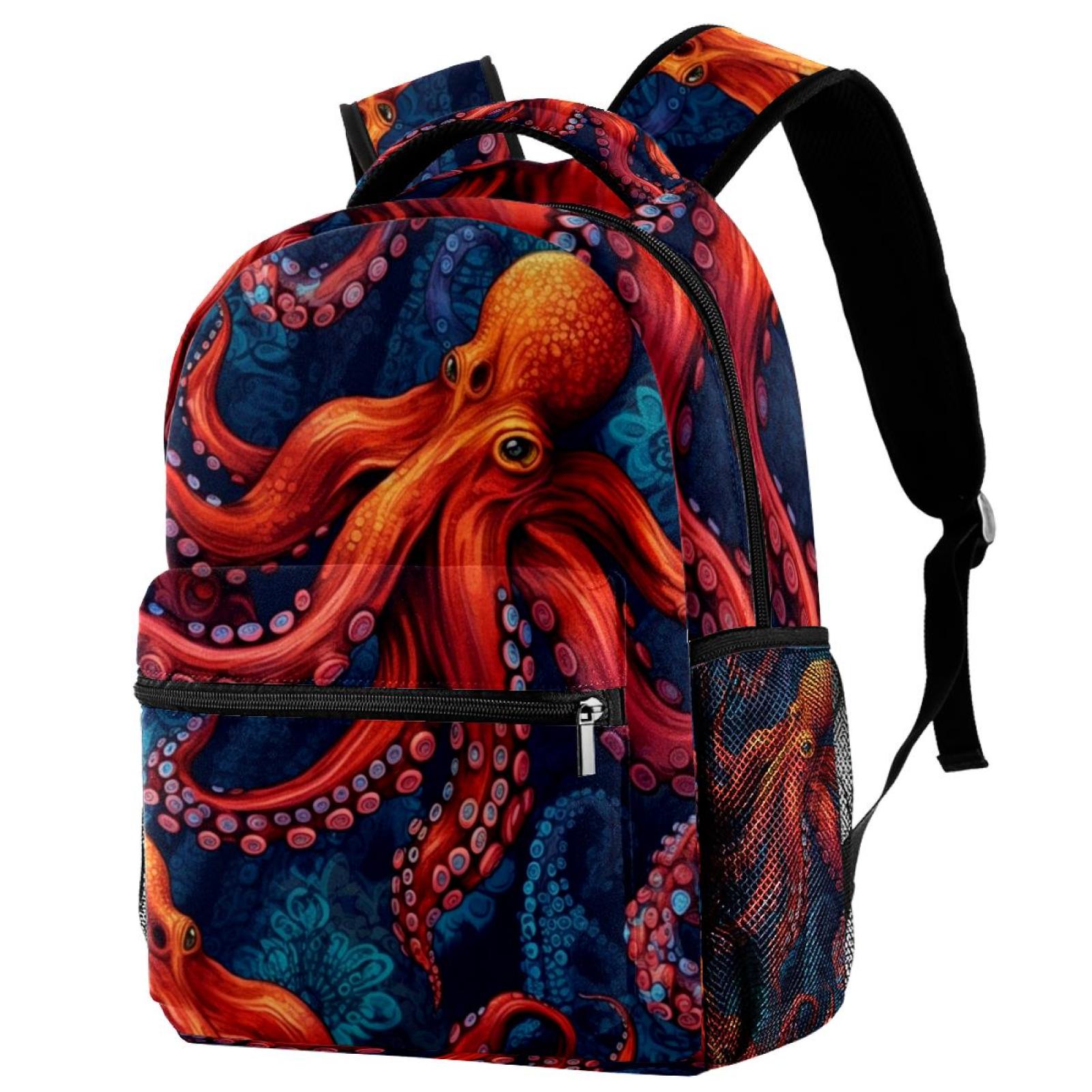 6895 Octopus Mini Backpack Purse Travel Bag Lightweight Shoulder Bag Black White Octopus Purse, Faux Leather Hand Bag, Cute  main image 2