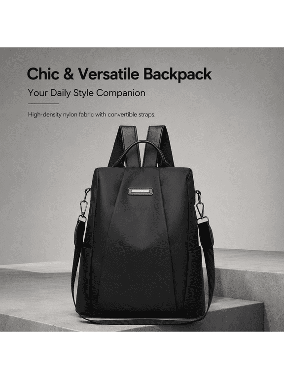 Lightweight Backpack Purses for Women, Water-resistant Mini Backpack Small Daily Backpack Fashion Bookbag, Black