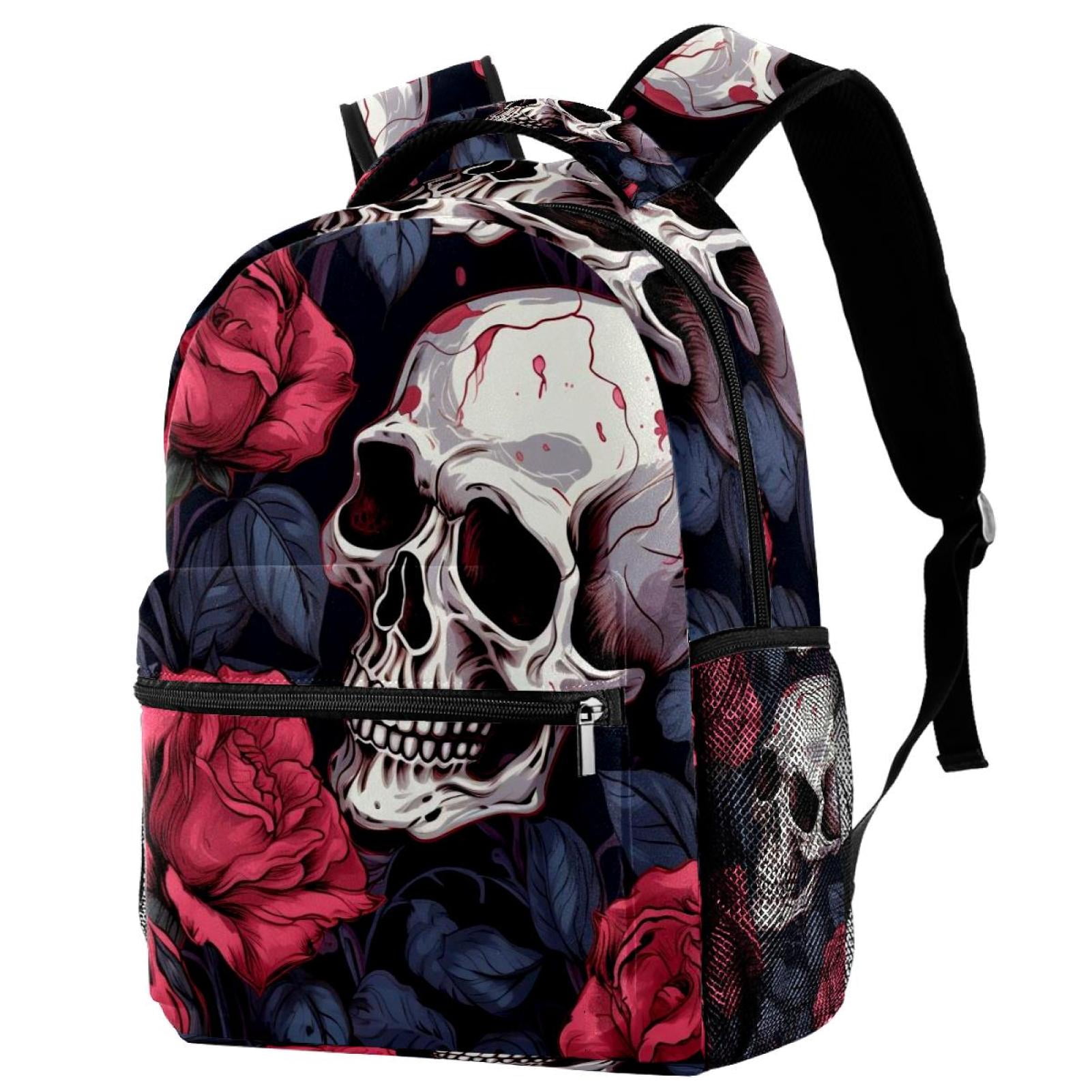 Lightweight Backpack Roses and Skull School Bag Travel Laptop