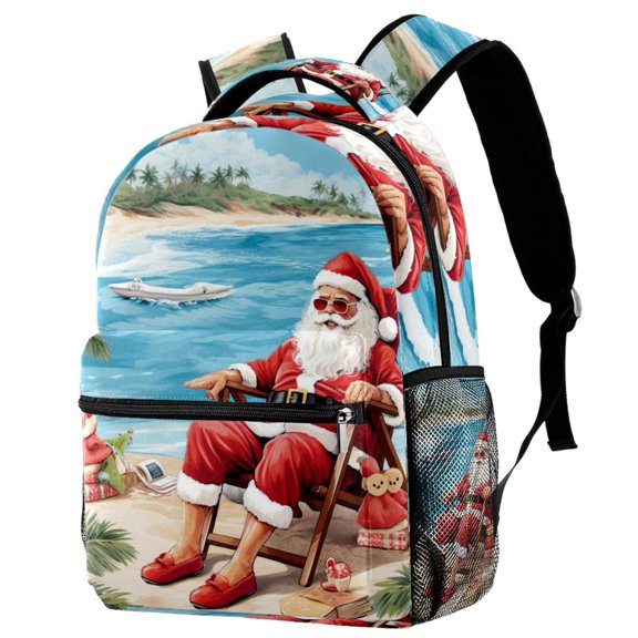 Lightweight Backpack Santa Claus Vacation School Bag Travel Laptop Daypack for Men Women Casual Rucksack