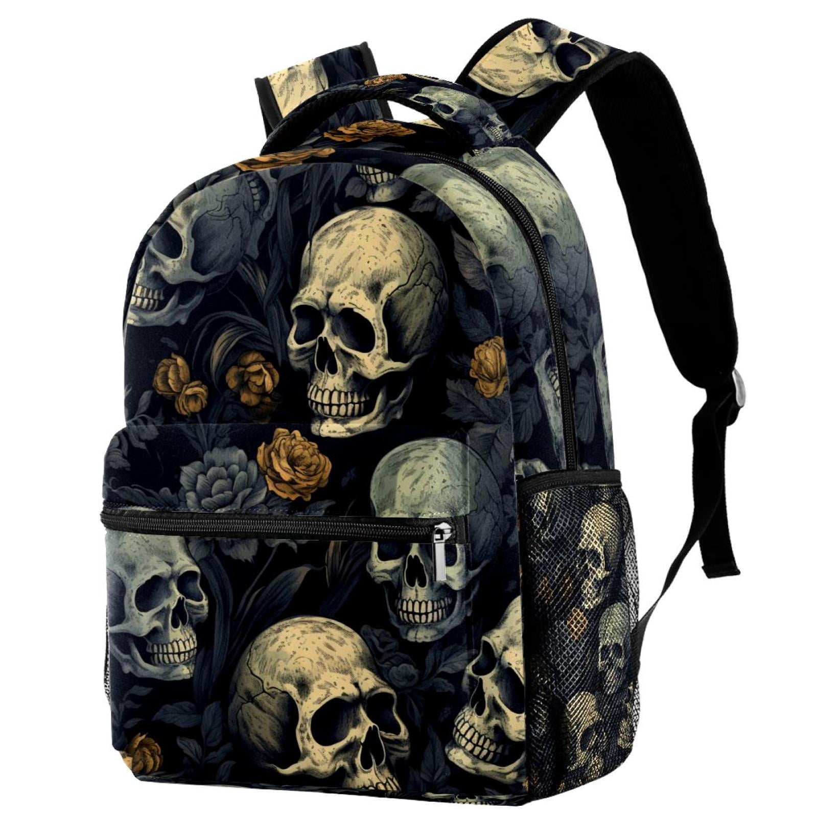 Skull Print Sling Backpack Lightweight Daypack with Adjustable Strap Outdoor Lightweight Backpack Skull School Bag Travel Laptop Daypack  main image 3