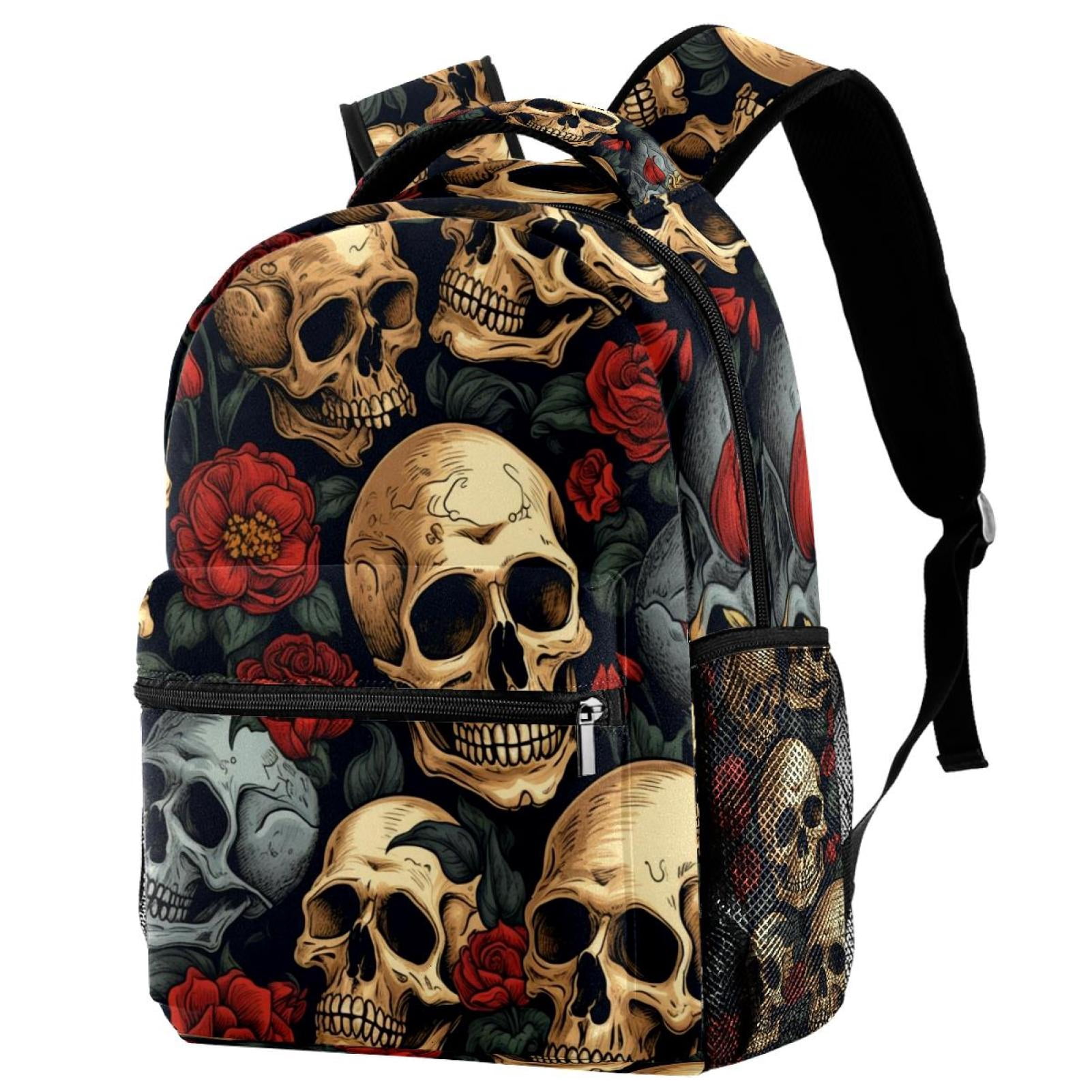Lightweight Backpack Skull School Bag Travel Laptop Daypack 