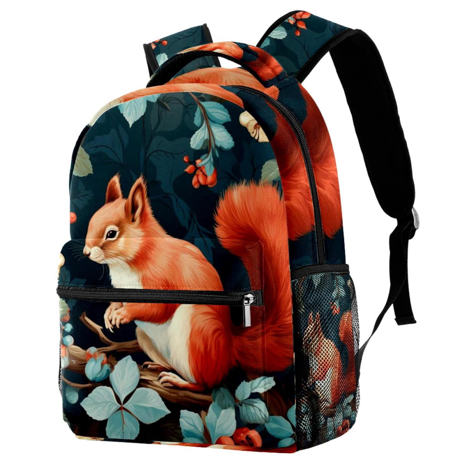 Light Gray Squirrel Print Laptop Backpack - Water-Resistant Daypack For Travel, Work & College
