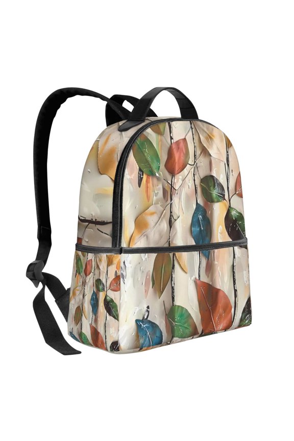 Lightweight Backpack With Adjustable Shoulder Strap Empty Bag Upright 1214.5in For Weekend Holiday Travel Hiking Abstract Leaves (4)
