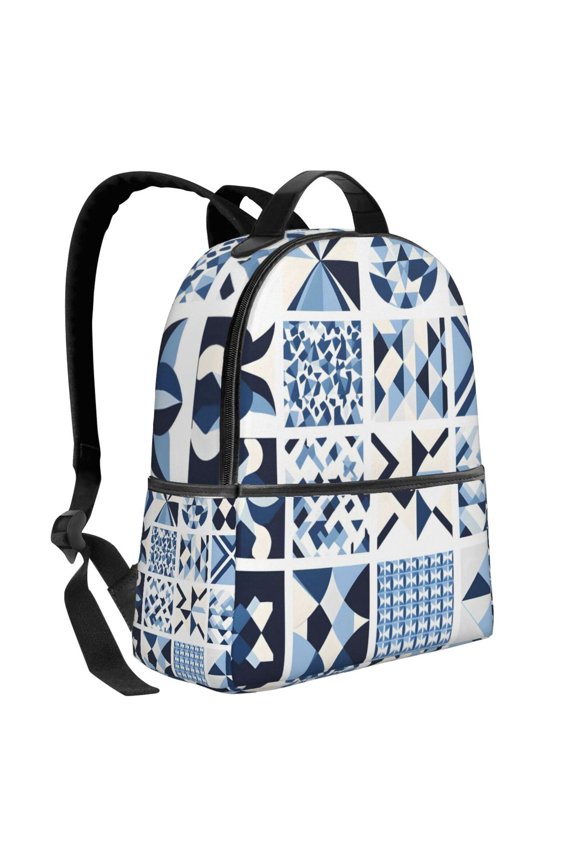 Lightweight Backpack With Adjustable Shoulder Strap Empty Bag Upright 1214.5in For Weekend Holiday Travel Hiking Aliceblue Geometric Patterns_2