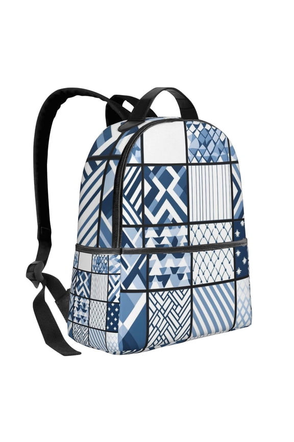 Lightweight Backpack With Adjustable Shoulder Strap Empty Bag Upright 1214.5in For Weekend Holiday Travel Hiking Aliceblue Geometric Patterns_3