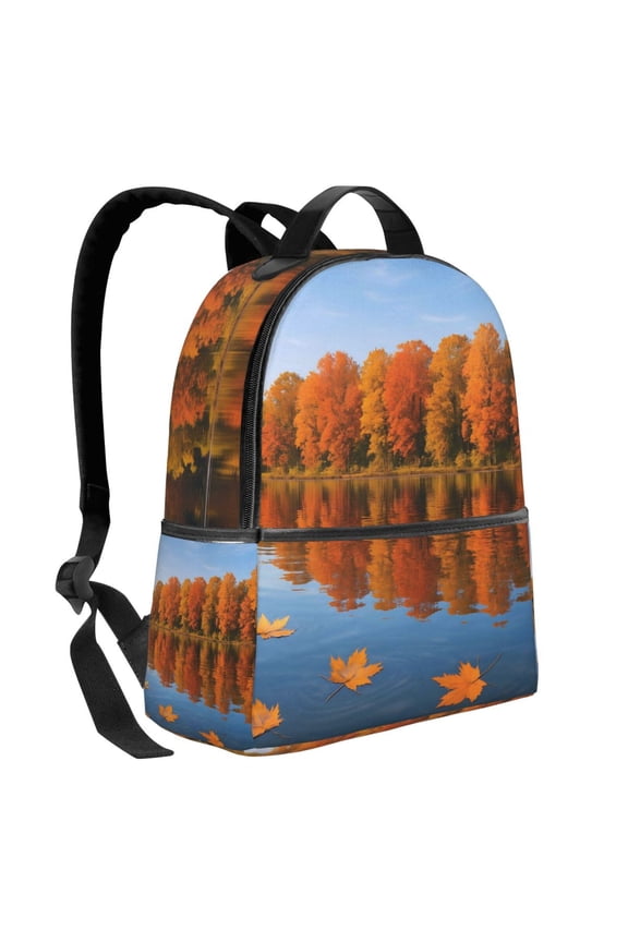 Lightweight Backpack With Adjustable Shoulder Strap Empty Bag Upright 1214.5in For Weekend Holiday Travel Hiking Autumn Lake