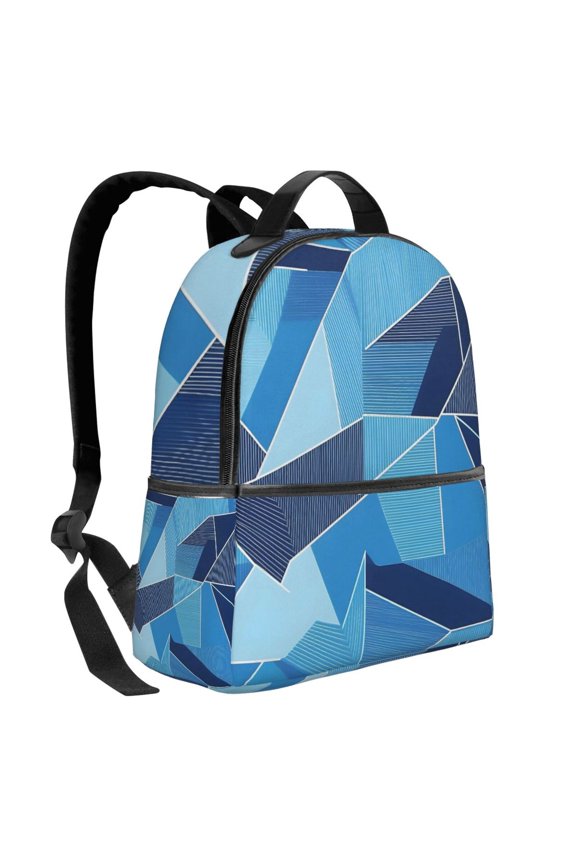 Lightweight Backpack With Adjustable Shoulder Strap Empty Bag Upright 1214.5in For Weekend Holiday Travel Hiking Blue Geometric Lines_4
