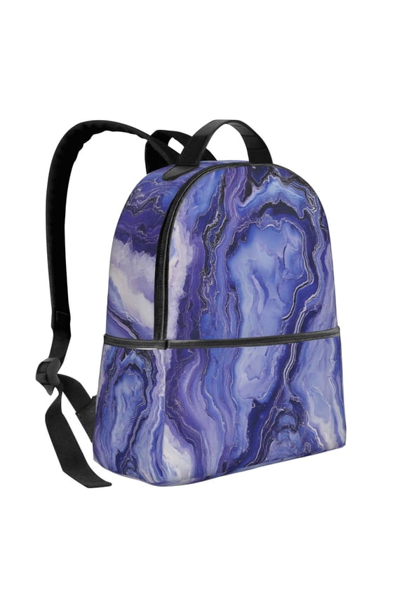 Lightweight Backpack With Adjustable Shoulder Strap Empty Bag Upright 1214.5in For Weekend Holiday Travel Hiking Blueviolet Marble_3