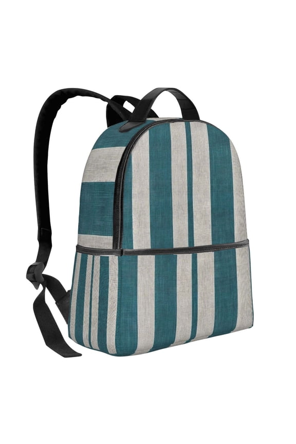 Lightweight Backpack With Adjustable Shoulder Strap Empty Bag Upright 1214.5in For Weekend Holiday Travel Hiking Cyan Stripe_2
