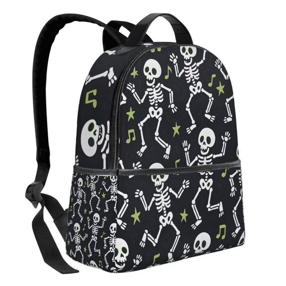 Lightweight Backpack With Adjustable Shoulder Strap Empty Bag Upright 1214.5in For Weekend Holiday Travel Hiking Dancing Skeleton Halloween Pattern