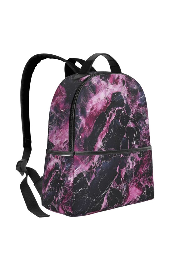 Lightweight Backpack With Adjustable Shoulder Strap Empty Bag Upright 1214.5in For Weekend Holiday Travel Hiking Darkmagenta Marble_2