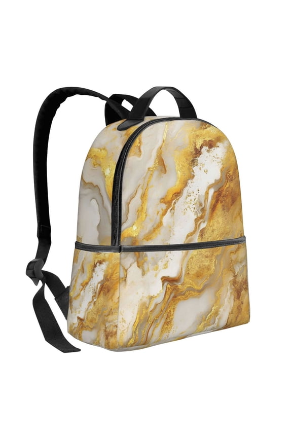 Lightweight Backpack With Adjustable Shoulder Strap Empty Bag Upright 1214.5in For Weekend Holiday Travel Hiking Gold Marble_1