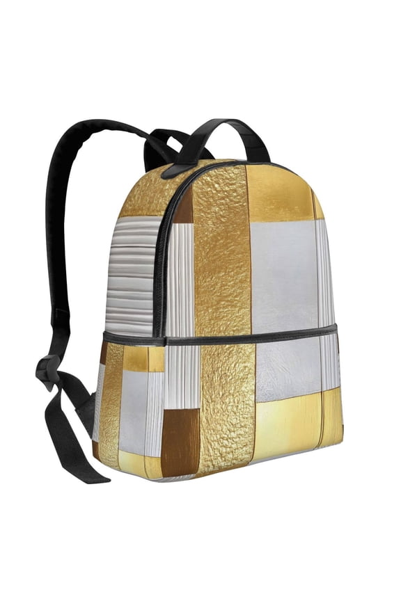 Lightweight Backpack With Adjustable Shoulder Strap Empty Bag Upright 1214.5in For Weekend Holiday Travel Hiking Gold Stripe_4