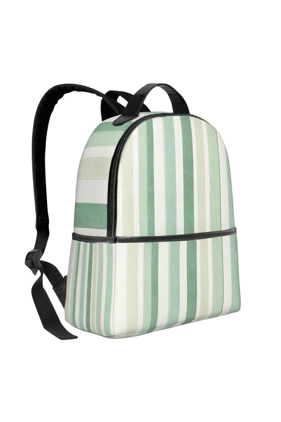 Lightweight Backpack With Adjustable Shoulder Strap Empty Bag Upright 1214.5in For Weekend Holiday Travel Hiking Lightgreen Stripe_18292_1