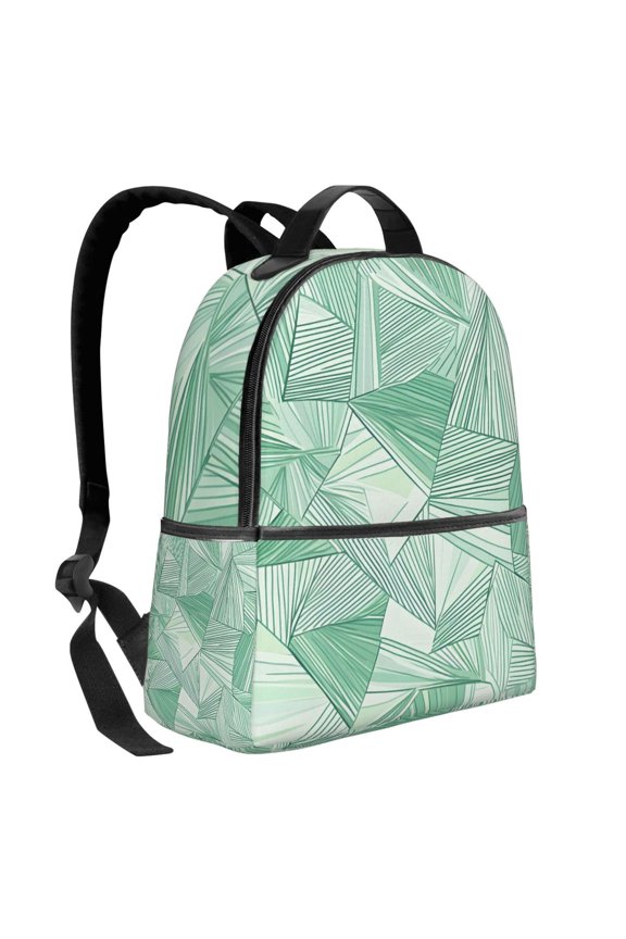 Lightweight Backpack With Adjustable Shoulder Strap Empty Bag Upright 1214.5in For Weekend Holiday Travel Hiking Lightseagreen Geometric Lines_2