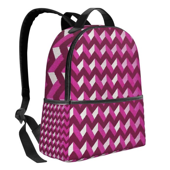 Lightweight Backpack With Adjustable Shoulder Strap Empty Bag Upright 1214.5in For Weekend Holiday Travel Hiking Magenta Houndstooth_2