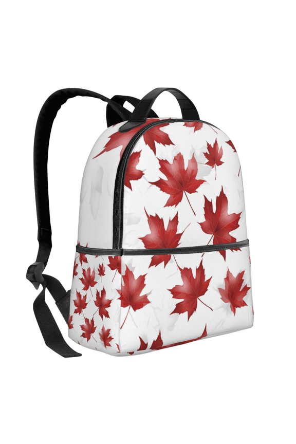 Lightweight Backpack With Adjustable Shoulder Strap Empty Bag Upright 1214.5in For Weekend Holiday Travel Hiking Maple Leaves