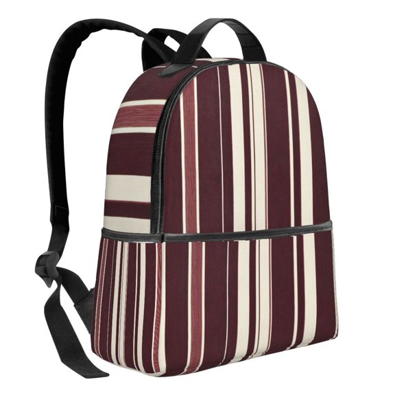 Lightweight Backpack With Adjustable Shoulder Strap Empty Bag Upright 1214.5in For Weekend Holiday Travel Hiking Maroon Stripe_4