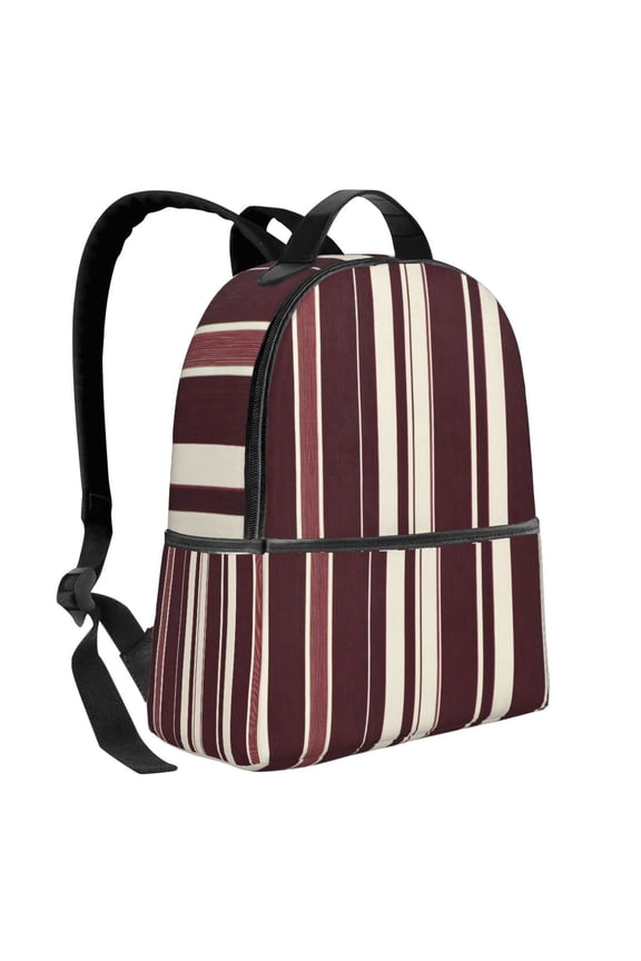 Lightweight Backpack With Adjustable Shoulder Strap Empty Bag Upright 1214.5in For Weekend Holiday Travel Hiking Maroon Stripe_4
