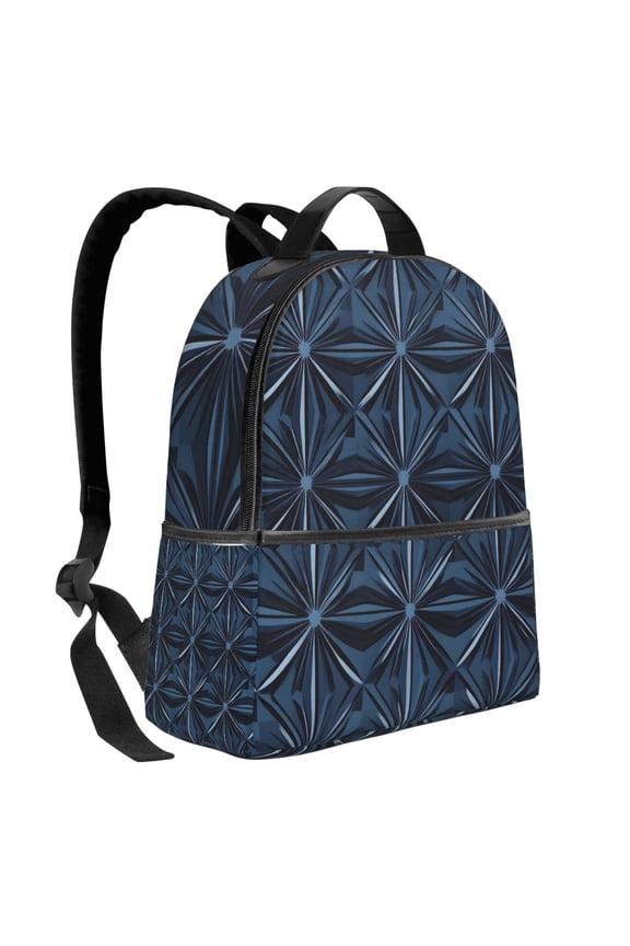Lightweight Backpack With Adjustable Shoulder Strap Empty Bag Upright 1214.5in For Weekend Holiday Travel Hiking Midnightblue Geometric Patterns_1