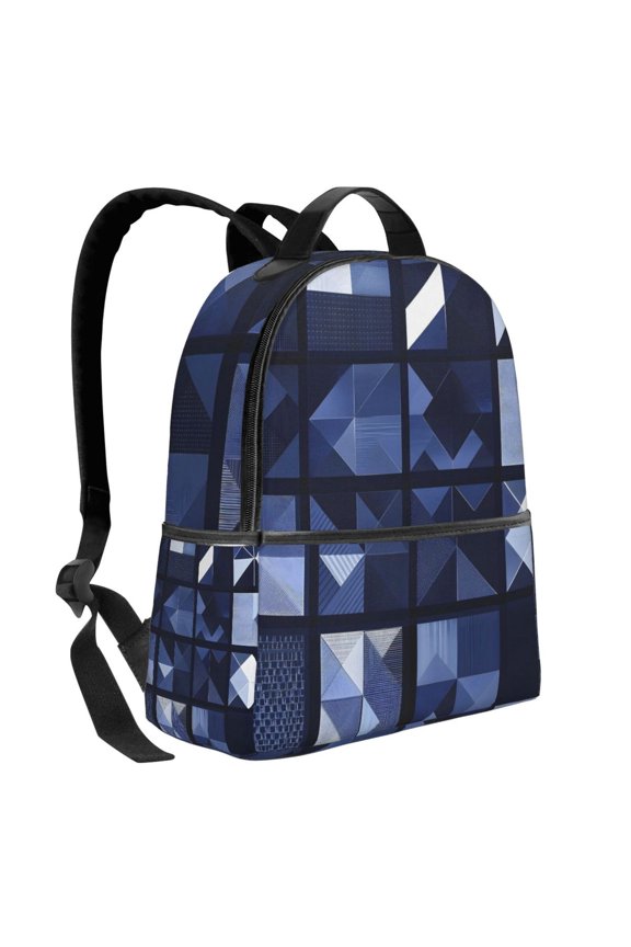 Lightweight Backpack With Adjustable Shoulder Strap Empty Bag Upright 1214.5in For Weekend Holiday Travel Hiking Midnightblue Geometric Patterns_3