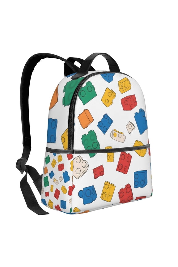 Lightweight Backpack With Adjustable Shoulder Strap Empty Bag Upright 1214.5in For Weekend Holiday Travel Hiking Multicolored Building Block (15)