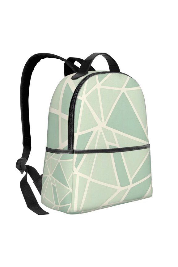 Lightweight Backpack With Adjustable Shoulder Strap Empty Bag Upright 1214.5in For Weekend Holiday Travel Hiking Palegreen Geometric Lines_1