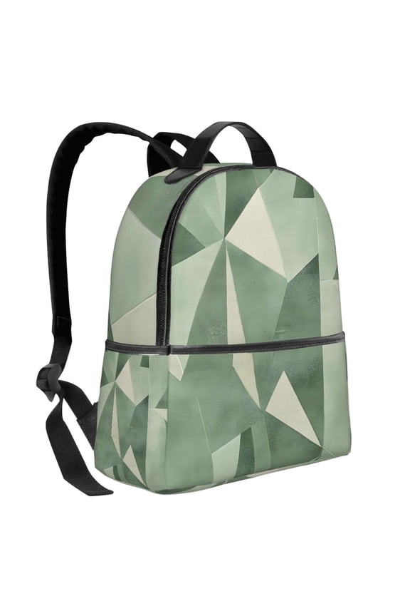 Lightweight Backpack With Adjustable Shoulder Strap Empty Bag Upright 1214.5in For Weekend Holiday Travel Hiking Palegreen Geometric Lines_4