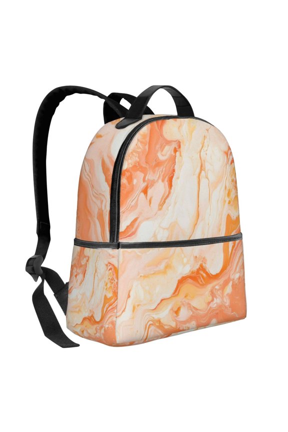 Lightweight Backpack With Adjustable Shoulder Strap Empty Bag Upright 1214.5in For Weekend Holiday Travel Hiking Peachpuff Marble_1