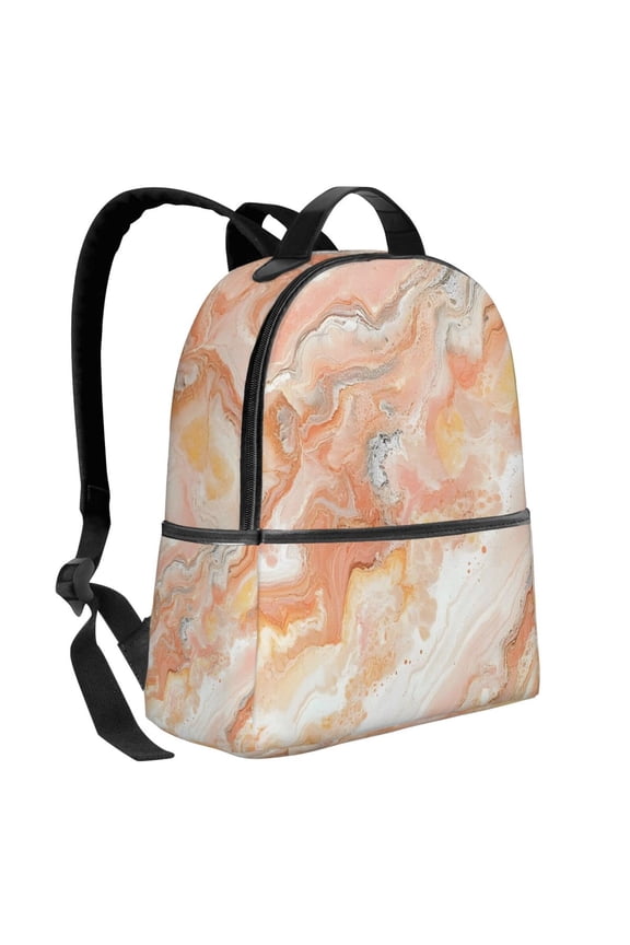 Lightweight Backpack With Adjustable Shoulder Strap Empty Bag Upright 1214.5in For Weekend Holiday Travel Hiking Peachpuff Marble_3