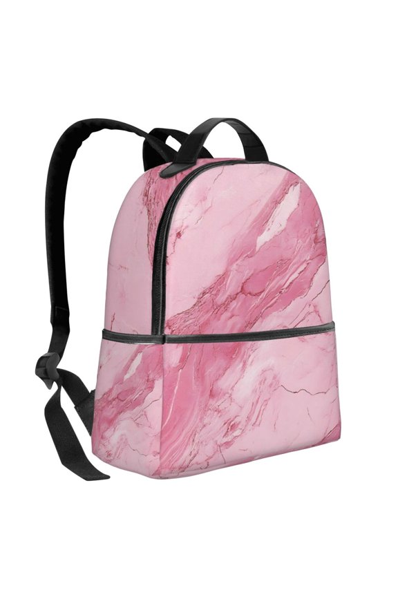 Lightweight Backpack With Adjustable Shoulder Strap Empty Bag Upright 1214.5in For Weekend Holiday Travel Hiking Pink Marble_21256_1