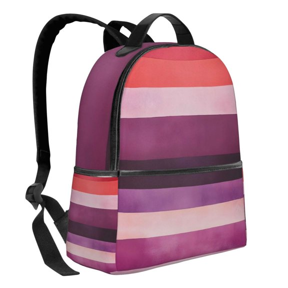 Lightweight Backpack With Adjustable Shoulder Strap Empty Bag Upright 1214.5in For Weekend Holiday Travel Hiking Purplish Red Stripe_82927_2