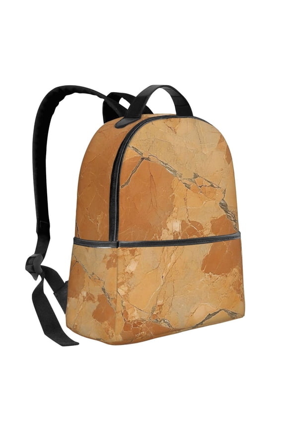 Lightweight Backpack With Adjustable Shoulder Strap Empty Bag Upright 1214.5in For Weekend Holiday Travel Hiking Sandybrown Marble_1