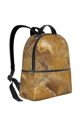 Lightweight Backpack With Adjustable Shoulder Strap Empty Bag Upright 1214.5in For Weekend Holiday Travel Hiking Sandybrown Marble_3