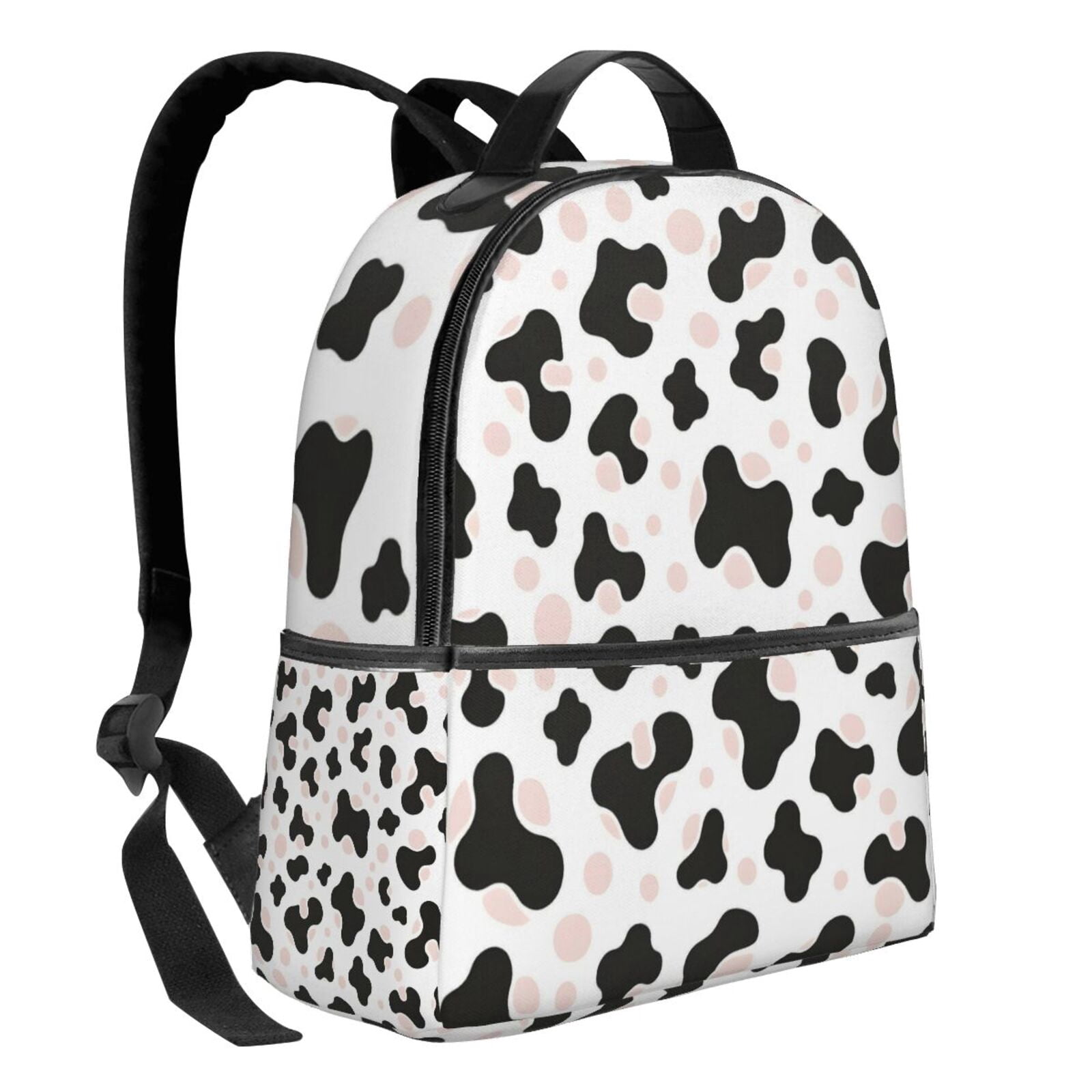 Lightweight Backpack With Adjustable Shoulder Strap Empty Bag Upright 12×14.5in For Weekend Holiday Travel Hiking Simple Cow-Print Pattern1_1