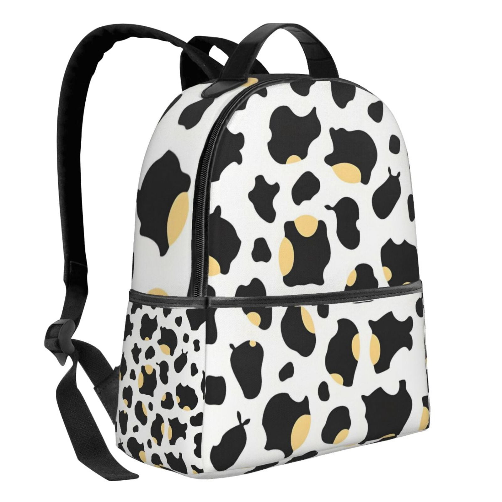 Lightweight Backpack With Adjustable Shoulder Strap Empty Bag Upright 12×14.5in For Weekend Holiday Travel Hiking Simple Cow Print Pattern1_2